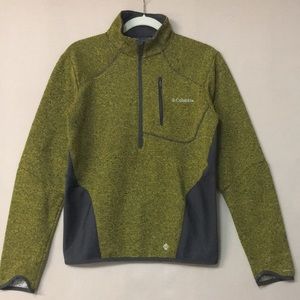 Columbia Women’s Omni-Heat yellow/Gray Fleece Sweater Half Zip Pullover. Sz S
